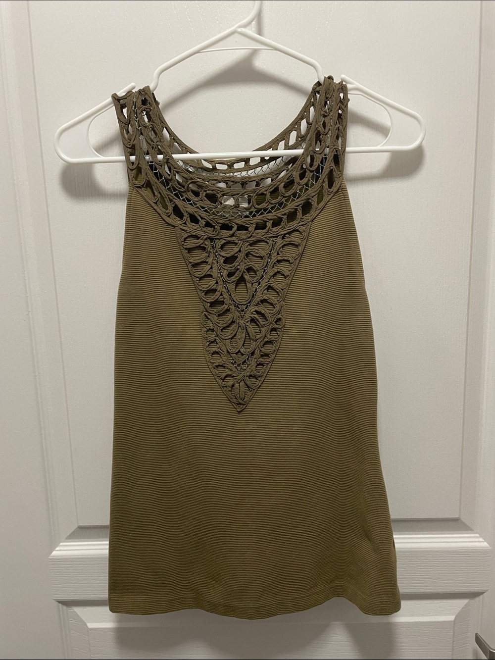 Anthropologie Olive Crochet-Yoke Halter Tank